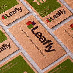 Premium upcycled sugarcane cardstock business cards in Los Angeles by Indie Printing