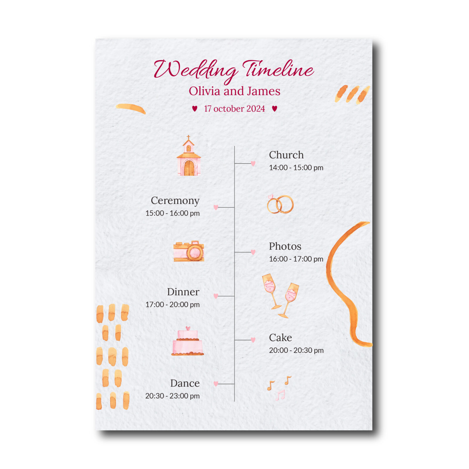 Luxury 100% Cotton Wedding Itinerary printed on archival tree-free cardstock in Downtown Los Angeles.